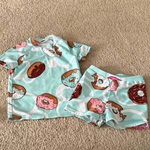 SHEIN Kids Donut Delight Swim Pajama Set - Blue and Pink